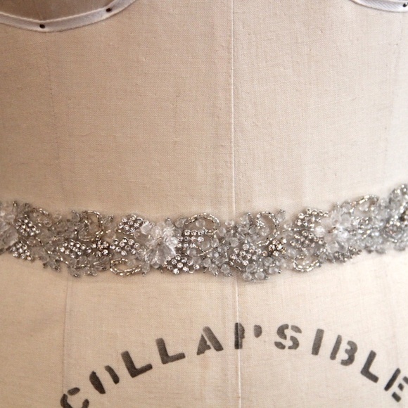 Accessories - BHLDN Silver beaded and rhinestone sash